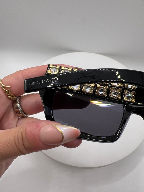 Givenchy Black Oversized Rectangular Sunglasses w/ Rhinestone Embellished Temple main image 5